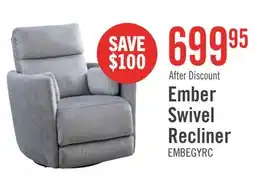 The Brick Ember 36 Fabric Swivel Glider Reclining Chair - Silver Cotton offer