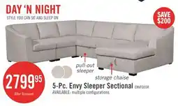 The Brick Envy 5-Piece Right-Facing Chenille Fabric Sleeper Sectional with Storage Chaise - Fog Grey offer