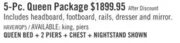 The Brick Haven 5pc Bedroom Set with Panel Bed, Dresser & Mirror, White - Queen Size offer