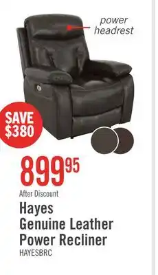 The Brick Hayes 38 Genuine Leather Power Reclining Chairs with Adjustable Headrest - Brown offer