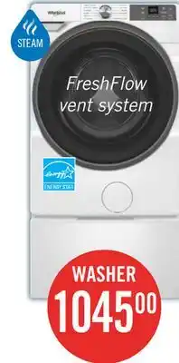 The Brick Whirlpool 5.2 Cu. Ft. Smart Front-Load Washer with FreshFlow Vent System - White - WFW5720RW offer