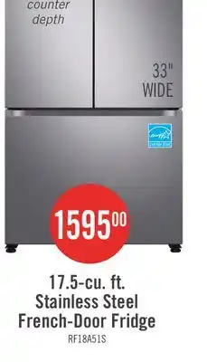 The Brick Samsung 33 17.5 Cu. Ft. Counter-Depth French-Door Refrigerator - Stainless Steel - RF18A5101SR/AA offer