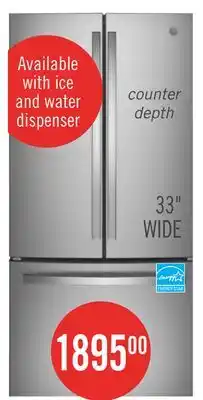 The Brick GE 33 18.6 Cu. Ft. French-Door Refrigerator - Stainless Steel Fingerprint Resistant - GWE19JYLFS offer