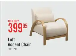 The Brick Loft 27.55 Boucle Fabric Accent Chair with Accent Pillow and Wood Armrests and Legs - White offer