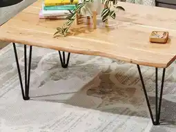 The Brick Kaleb 45 Rustic Coffee Table - Brown and Black with Metal Legs offer