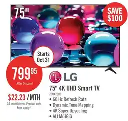 The Brick LG 75 UA7000 4K UHD Smart webOS TV (75UA7000PUB.ACC) - 2025 Model offer