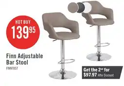 The Brick Finn Barstool with Swivel & Adjustable Seat, Vegan Leather Fabric, Metal - Beige offer