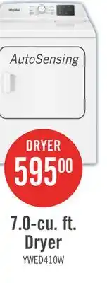 The Brick Whirlpool 29 7.0 Cu. Ft. Electric Dryer with AutoSensing - YWED4105SW offer