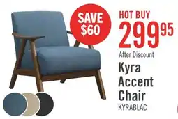 The Brick Kyra 28.5 Linen-Look Fabric Accent Chair with Curved Arms and Wood Frame - Blue offer