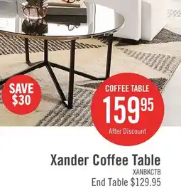 The Brick Xander 36 Modern Round Glass Top Coffee Table - Black and Gold with Metal Legs offer