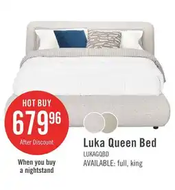 The Brick Luka Upholstered Platform Bed in Grey Polyester Fabric, Modern - Queen Size offer