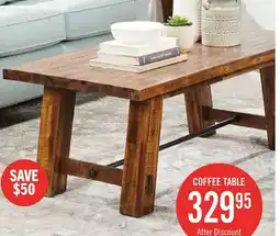 The Brick Galeveston 50 Rustic Coffee Table with Casters - Brown Woodgrain Wood offer
