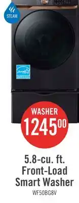 The Brick Samsung 5.8 Cu. Ft. Front-Load Steam Washer - Black Stainless Steel - Stackable - WF50BG8300AVUS offer