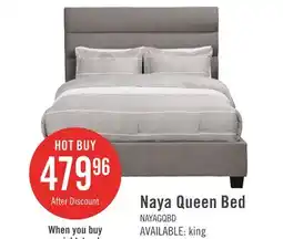 The Brick Naya Upholstered Bed in Grey Fabric, Tufted - Queen Size offer