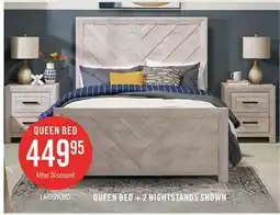 The Brick Lark Panel Bed with Headboard & Frame, Chevron Pattern, Rustic White - Queen Size offer