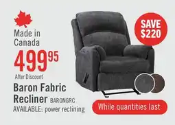 The Brick Made in Canada Baron 32 Chenille Fabric Glider Reclining Chair - Grey offer