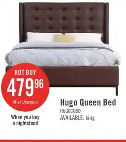 The Brick Hugo Upholstered Platform Bed in Brown Vegan-Leather Fabric, Tufted - Queen Size offer
