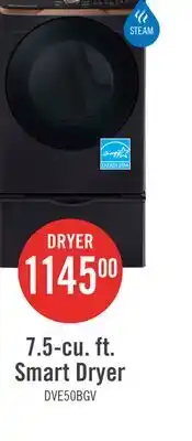 The Brick Samsung 7.5 Cu. Ft. Electric Dryer with Steam - Black Stainless Steel - Stackable - DVE50BG8300VAC offer