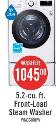 The Brick LG 5.2 Cu. Ft. Smart Front-Load High-Efficiency Steam Washer - White - Stackable - WM3600HWA offer