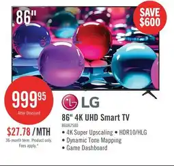 The Brick LG 86 UA75 LCD 4K UHD Smart webOS TV (86UA7500ZUA.ACCQ) - 2025 Model offer