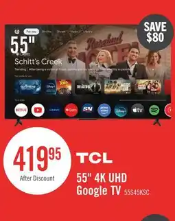 The Brick TCL 55 S45K 4K UHD Google Smart TV offer