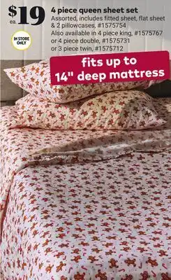 Giant Tiger 4 piece queen sheet set offer