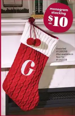 Giant Tiger monogram stocking offer