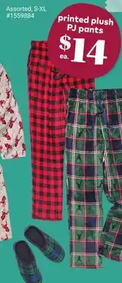 Giant Tiger printed plush PJ pants offer