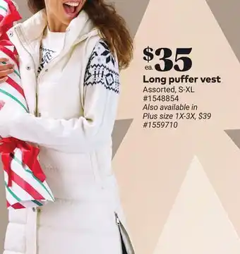 Giant Tiger Long puffer vest offer