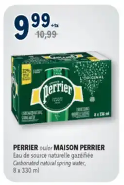 Familiprix PERRIER or MAISON PERRIER Carbonated natural spring water, 8x 330ml offer