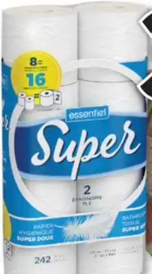 Familiprix ESSENTIEL, Bathroom tissue, 8 double rolls offer