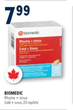 Familiprix BIOMEDIC Rhume + sinus Cold + sinus, 20caplets offer