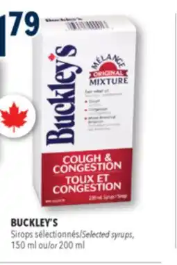 Familiprix BUCKLEY'S Selected syrups 150 ml or 200 ml offer