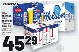 Metro BIÈRE MICHELOB ULTRA, MILLER LITE, SLEEMAN CLEAR 2.0 | BEER offer