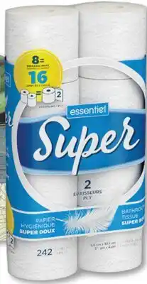 Familiprix Essentiel Bathroom tissue, 8 double rolls or Tissues, 6packs offer