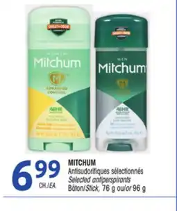 Uniprix MITCHUM Antisudorifiques sélectionnés Bâton/Selected antiperspirants Stick offer