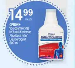 Uniprix OPTION+ Soulagement des brûlures d'estomac/Heartburn relief, Liquide/Liquid offer