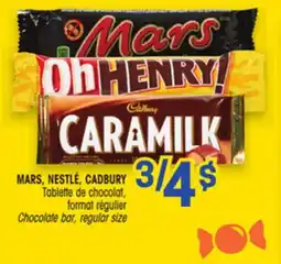 Uniprix MARS, NESTLÉ, CADBURY Tablette de chocolat/Chocolate bar offer