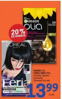 Uniprix GARNIER OLIA, L'ORÉAL PARIS FÉRIA Coloration capillaire permanente/Permanent hair color offer