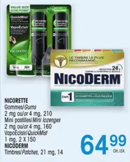 Uniprix NICORETTE Gommes/Gums, NICODERM Timbres/Patches offer