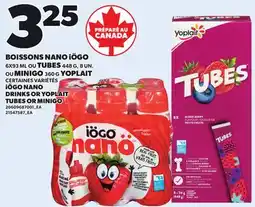 Provigo iÖGO NANO DRINKS, 6X93 ML OR YOPLAIT TUBES, 448 G, 8 UN. OR MINIGO, 360 G offer