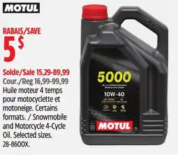 Canadian Tire Motul Snowmobile and Motorcycle 4-Cycle Oil offer