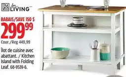 Canadian Tire For-Living Kitchen Island with Folding Leaf offer