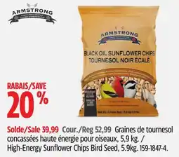 Canadian Tire ARMSTRONG High-Energy Sunflower Chips Bird Seed, 5.9kg offer