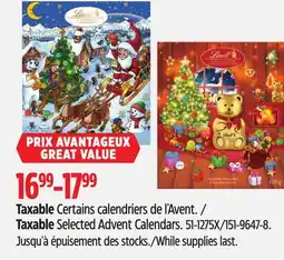 Canadian Tire Taxable Selected Advent Calendars. 51-1275X/151-9647-8 offer