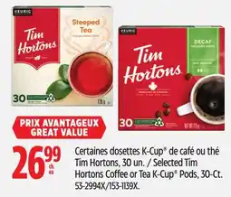 Canadian Tire Selected Tim Hortons Coffee or Tea K-Cup Pods, 30-Ct offer
