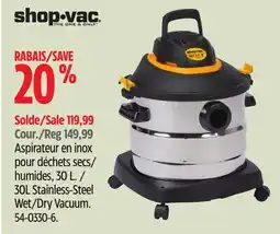 Canadian Tire Shop.Vac 30L Stainless-Steel Wet/Dry Vacuum offer