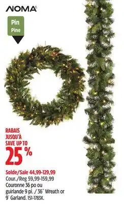 Canadian Tire Noma 36˝ Wreath or 9´ Garland offer
