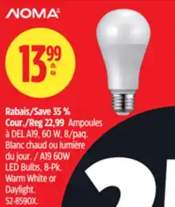 Canadian Tire Noma A19 60W LED Bulbs offer