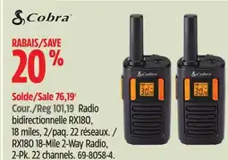 Canadian Tire Cobra RX180 18-Mile 2-Way Radio offer